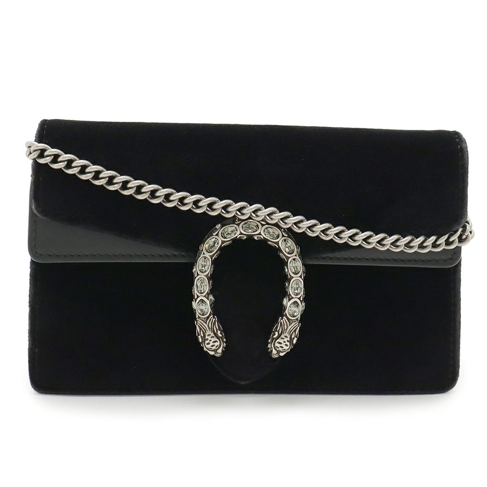 Gucci Dionysus Super Bag Chain Shoulder Clutch Tiger Head Suede Black